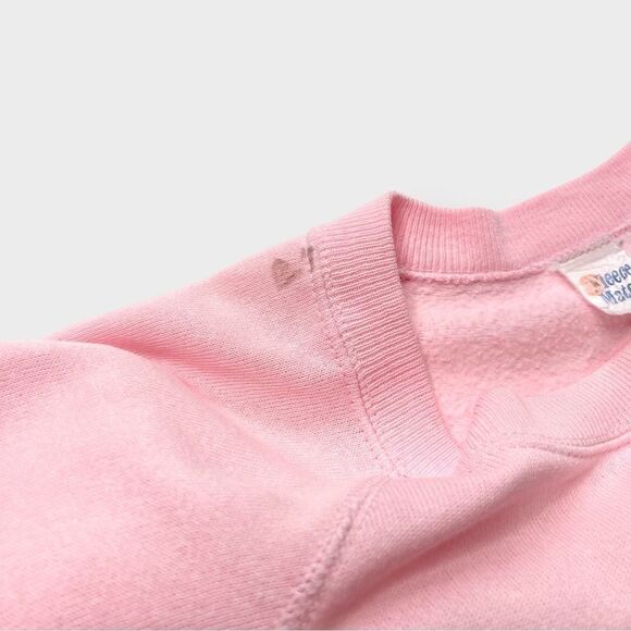 Vtg 80s Fleece Mates Raglan Blank Pink Sweatshirt, Lightweight Soft, XL Boxy - Picture 6 of 6